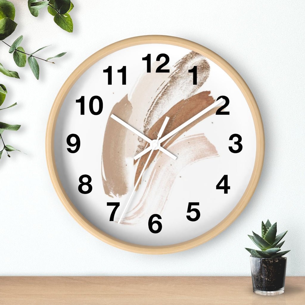 Abstract 10" Wood Wall Clock | White Beige - Wall Clock