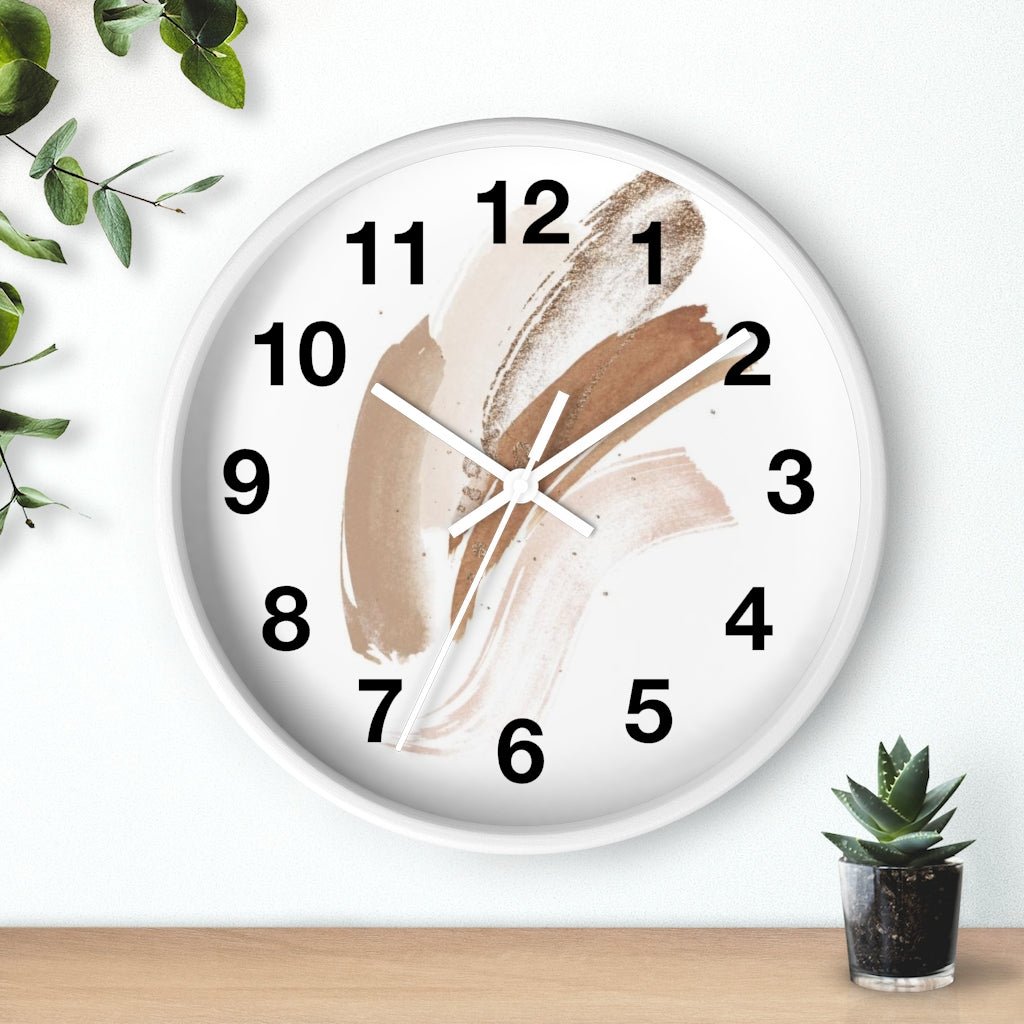 Abstract 10" Wood Wall Clock | White Beige - Wall Clock