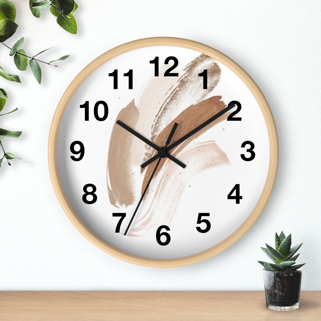 Abstract 10" Wood Wall Clock | White Beige - Wall Clock