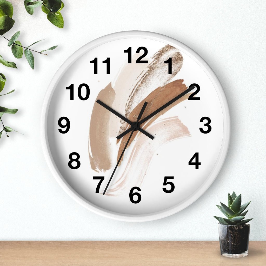 Abstract 10" Wood Wall Clock | White Beige - Wall Clock