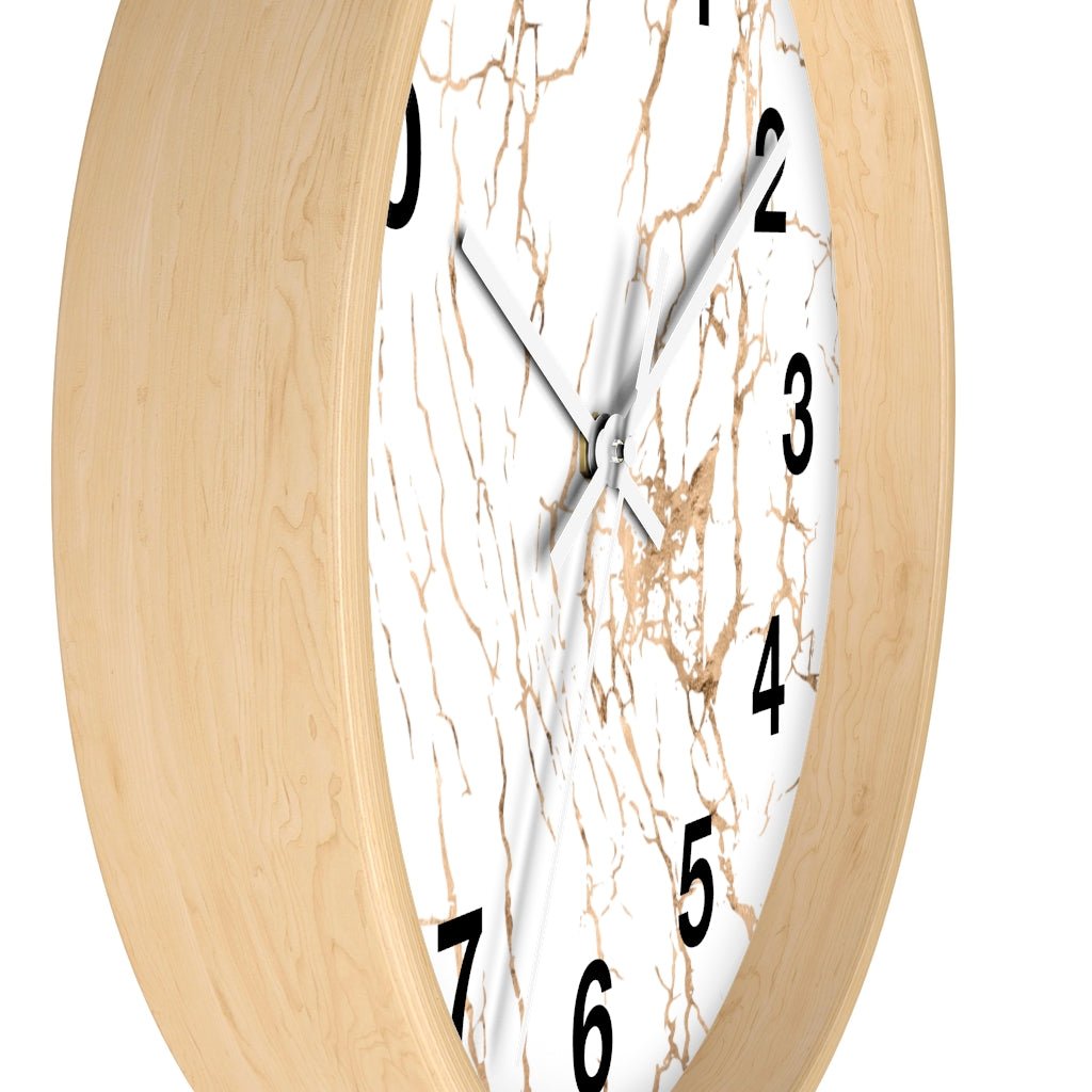 Abstract 10" Wood Wall Clock | White Gold Beige - Wall Clock