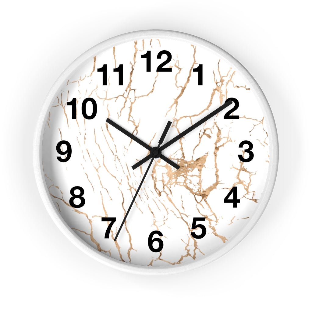 Abstract 10" Wood Wall Clock | White Gold Beige - Wall Clock