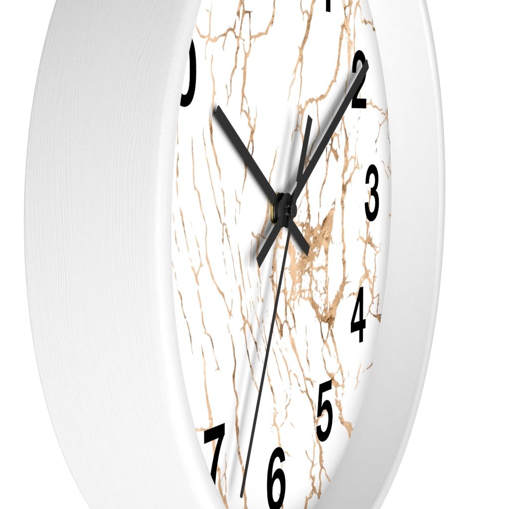 Abstract 10" Wood Wall Clock | White Gold Beige - Wall Clock