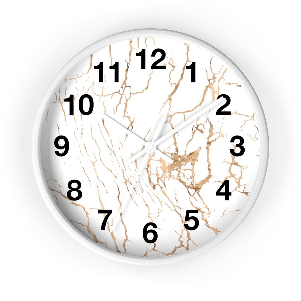 Abstract 10" Wood Wall Clock | White Gold Beige - Wall Clock