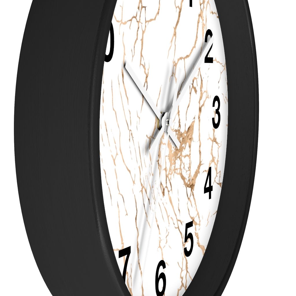 Abstract 10" Wood Wall Clock | White Gold Beige - Wall Clock