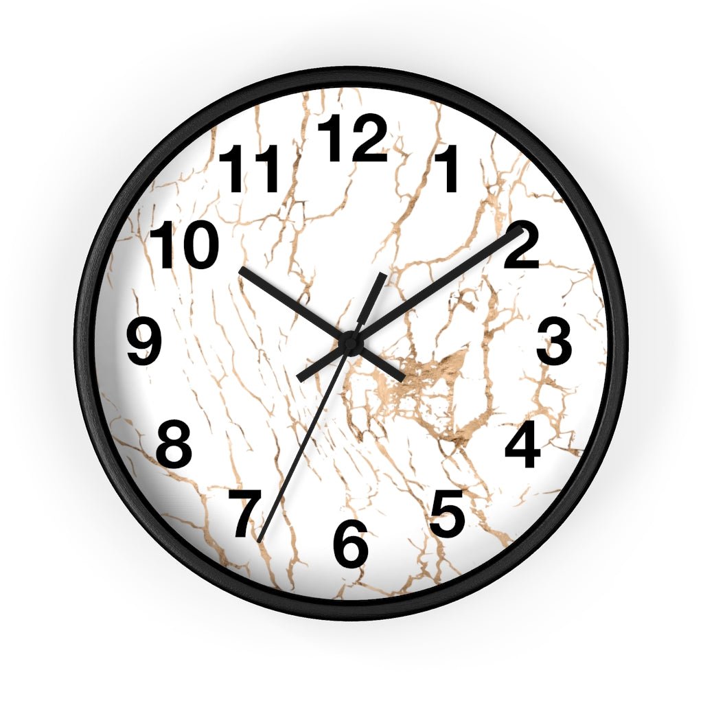 Abstract 10" Wood Wall Clock | White Gold Beige - Wall Clock