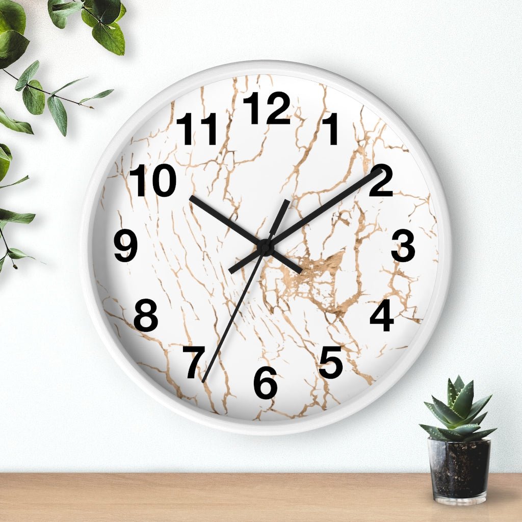 Abstract 10" Wood Wall Clock | White Gold Beige - Wall Clock