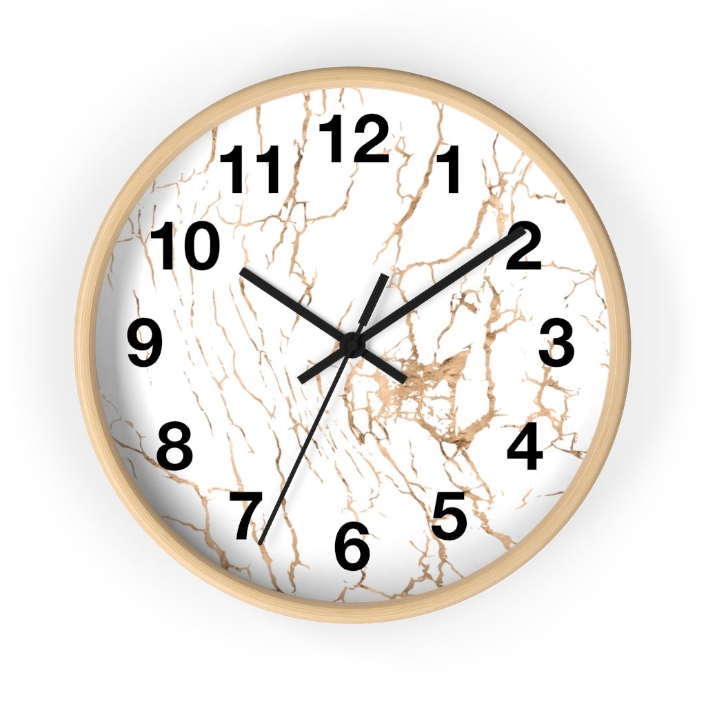 Abstract 10" Wood Wall Clock | White Gold Beige - Wall Clock