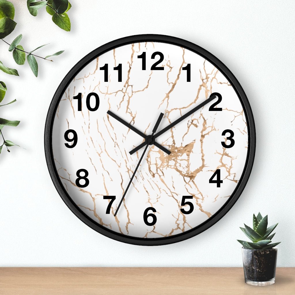 Abstract 10" Wood Wall Clock | White Gold Beige - Wall Clock