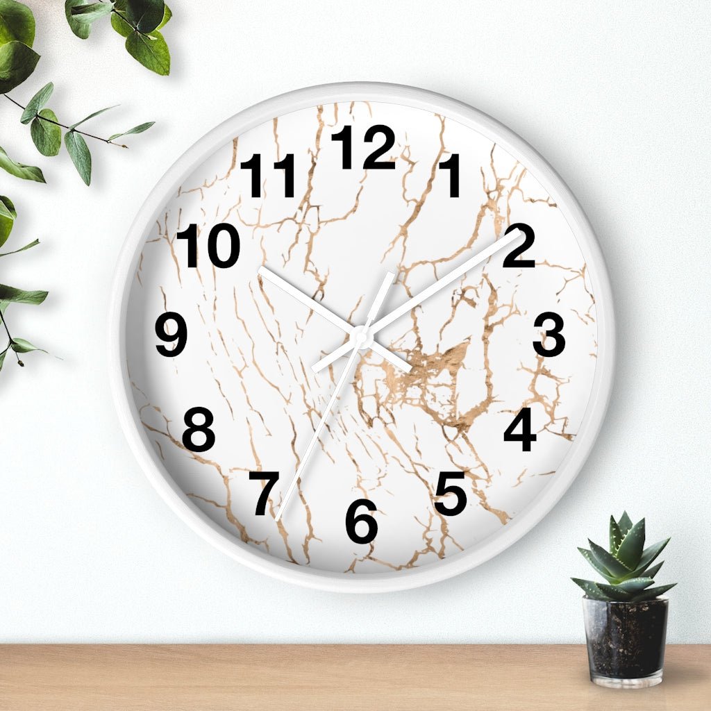 Abstract 10" Wood Wall Clock | White Gold Beige - Wall Clock