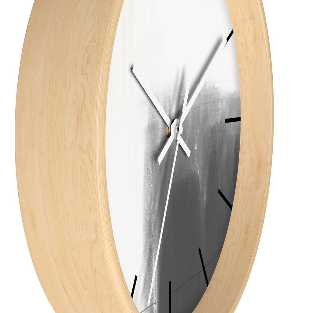 Abstract 10" Wood Wall Clock | White Gray Minimalist - Wall Clock