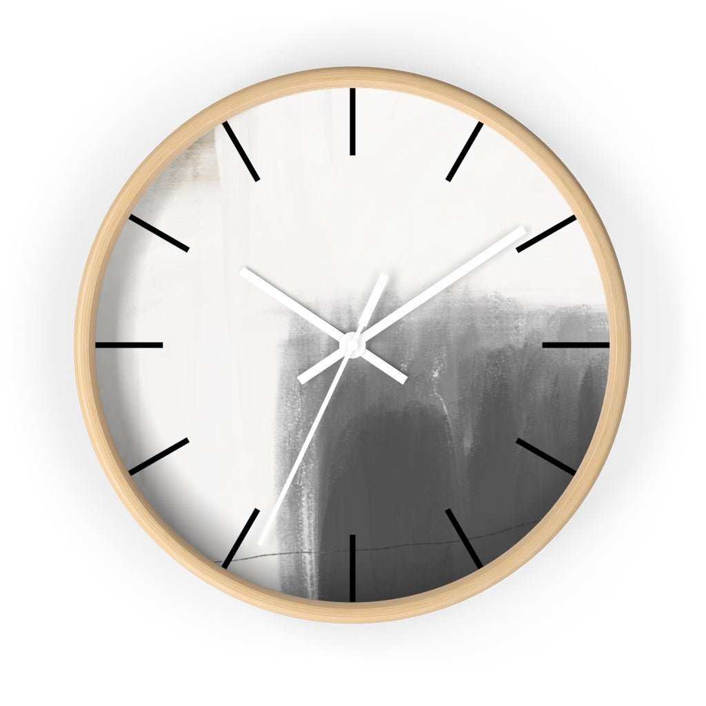 Abstract 10" Wood Wall Clock | White Gray Minimalist - Wall Clock