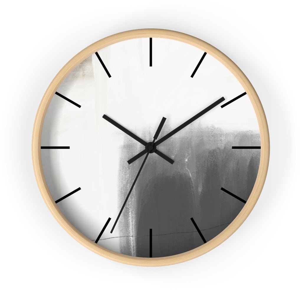 Abstract 10" Wood Wall Clock | White Gray Minimalist - Wall Clock