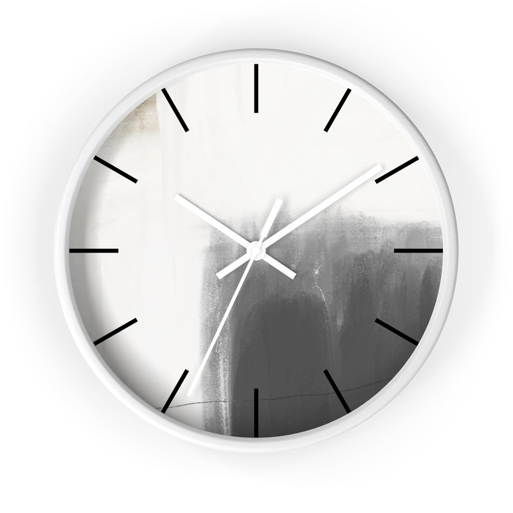 Abstract 10" Wood Wall Clock | White Gray Minimalist - Wall Clock