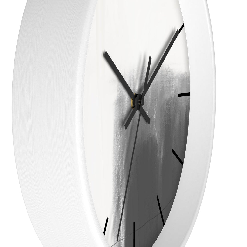 Abstract 10" Wood Wall Clock | White Gray Minimalist - Wall Clock