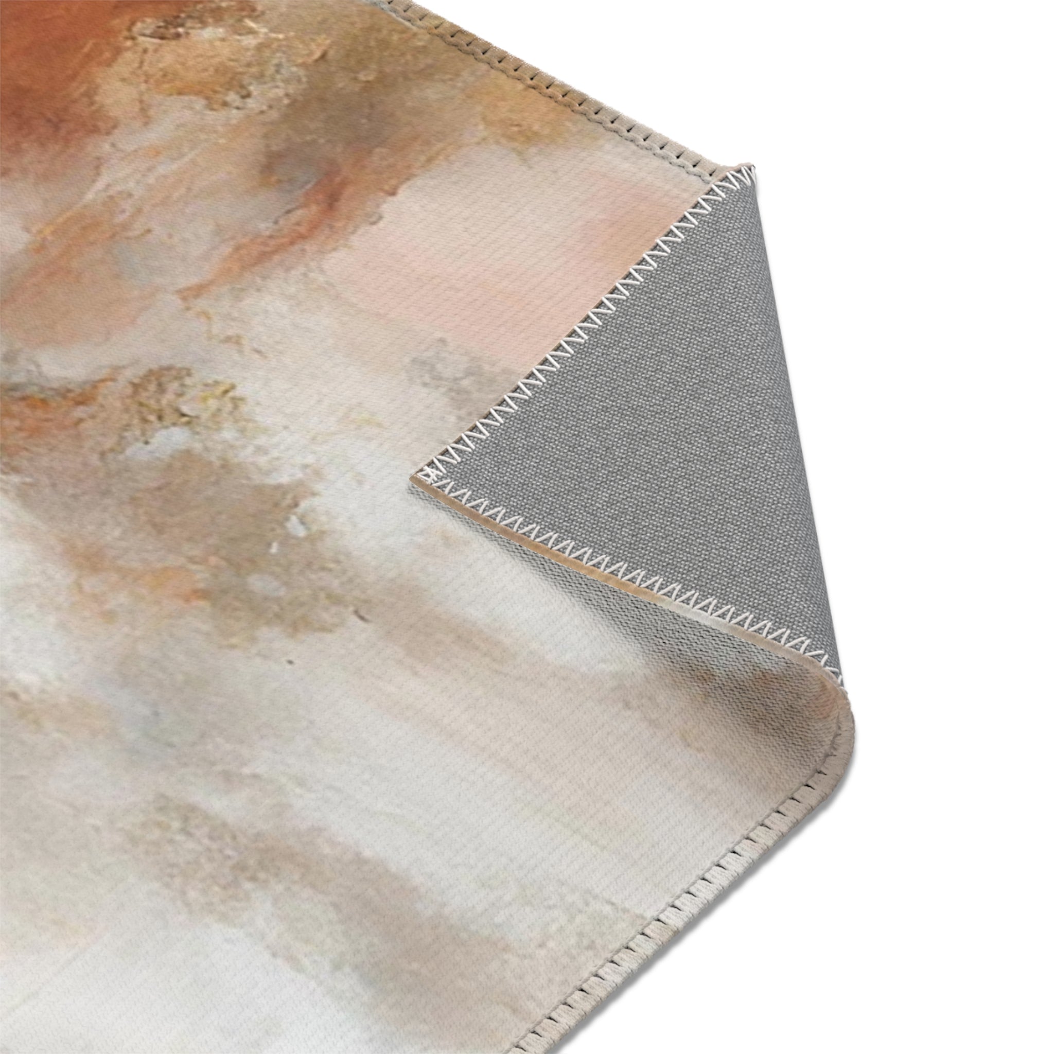 Abstract Area Accent Rug | Beige Rust, Blue White - Area Rug