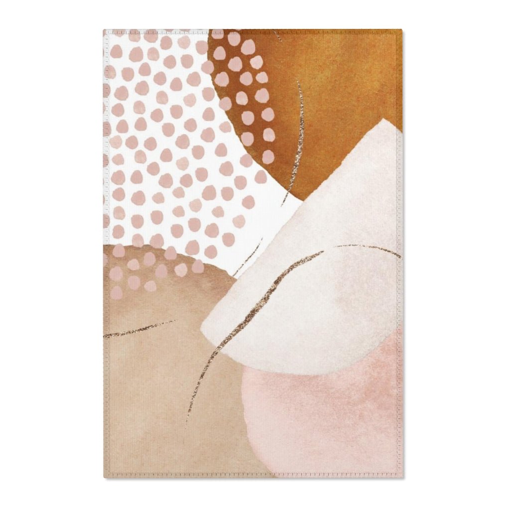 Abstract Area Rug | Beige Blush Orange Pink - Area Rug