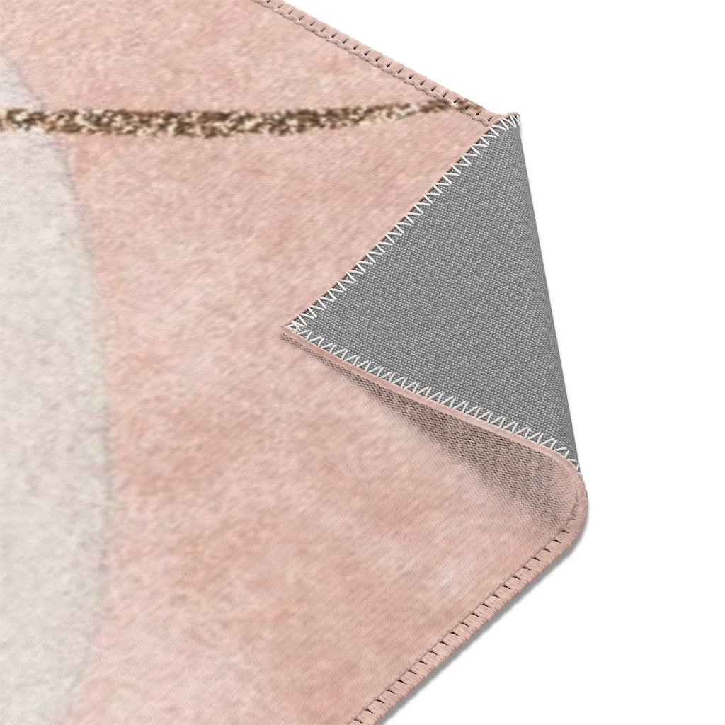 Abstract Area Rug | Beige Blush Orange Pink - Area Rug