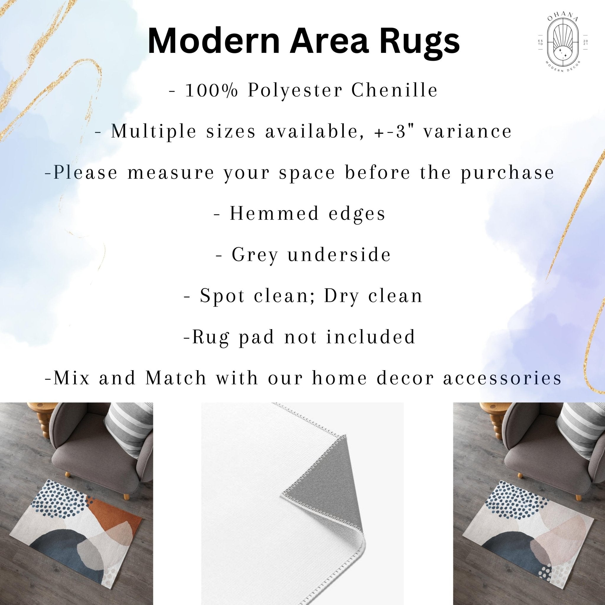 Abstract Area Rug | Beige Blush Orange Pink - Area Rug