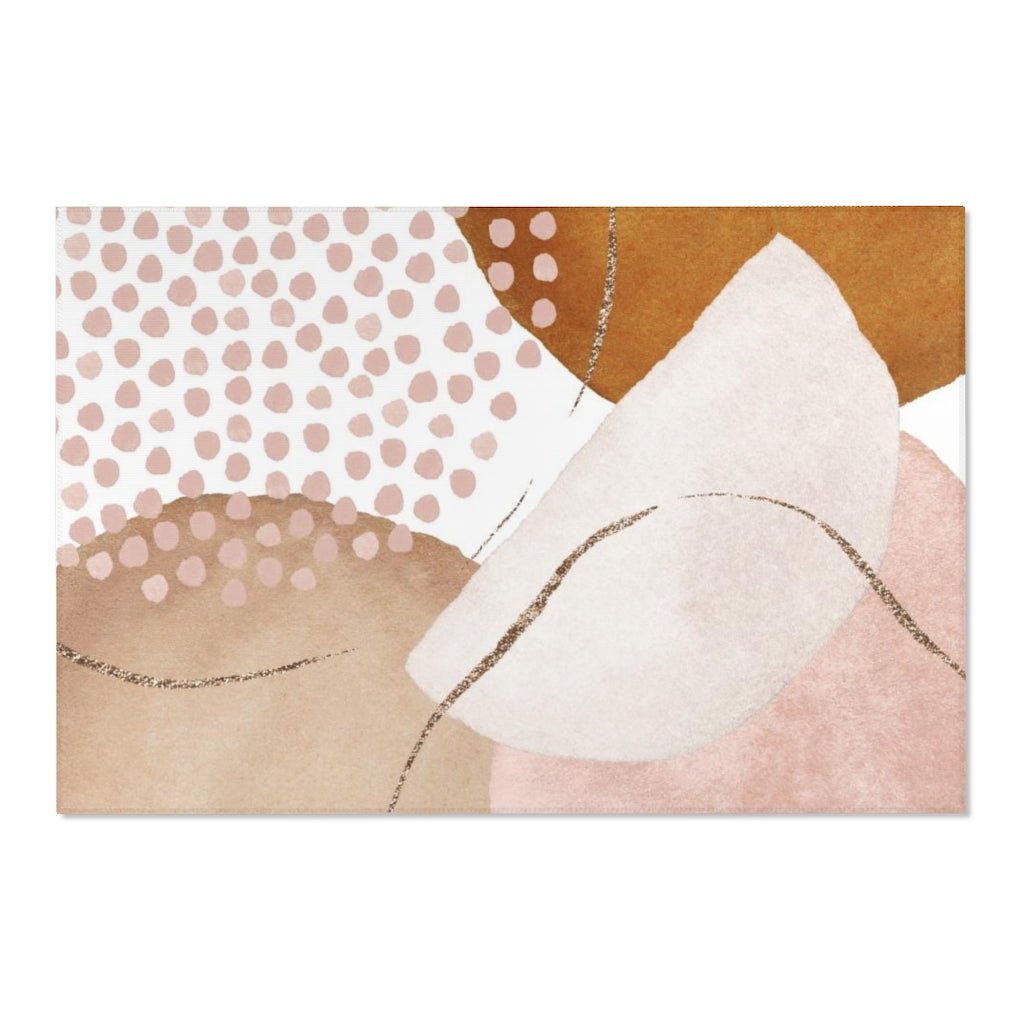 Abstract Area Rug | Beige Blush Orange Pink - Area Rug