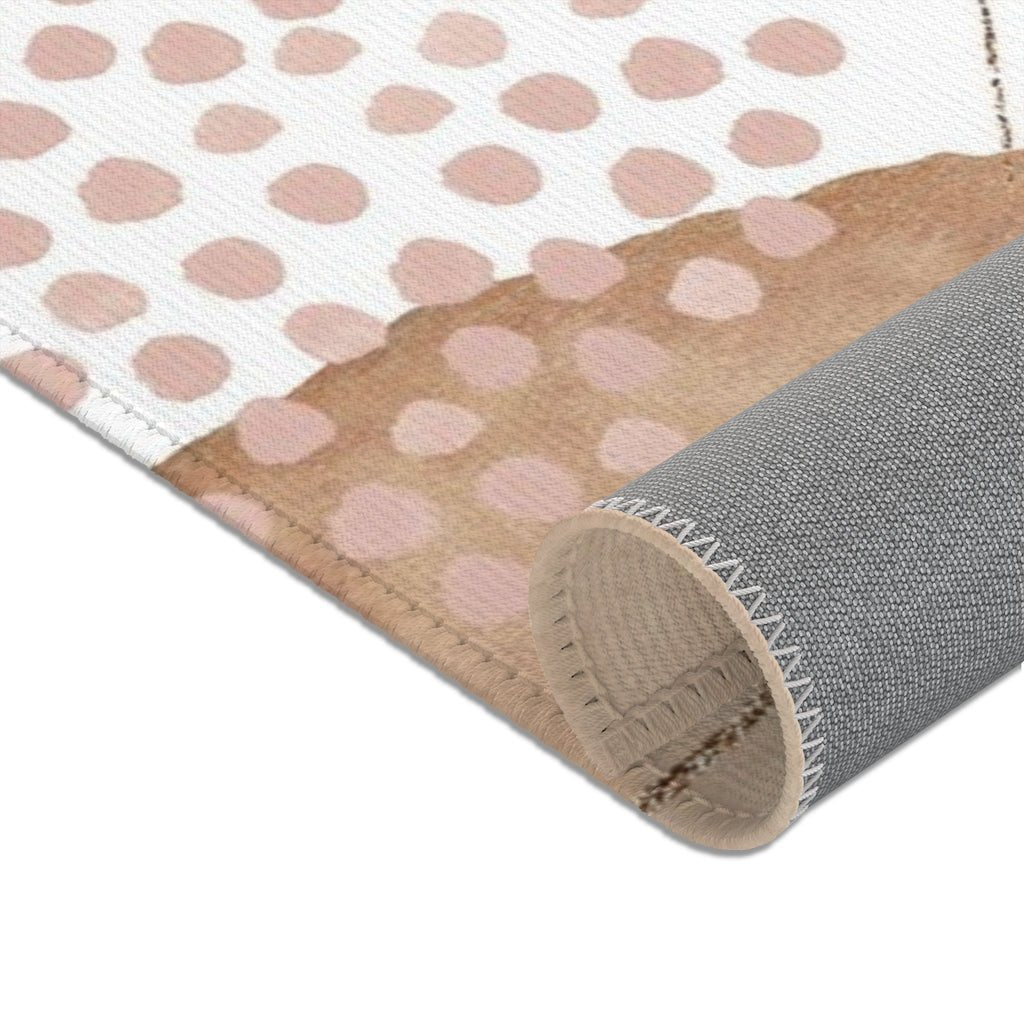 Abstract Area Rug | Beige Blush Orange Pink - Area Rug