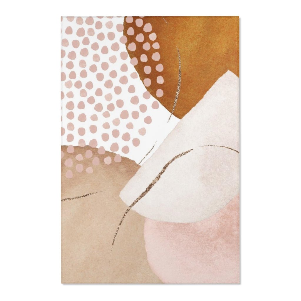 Abstract Area Rug | Beige Blush Orange Pink - Area Rug