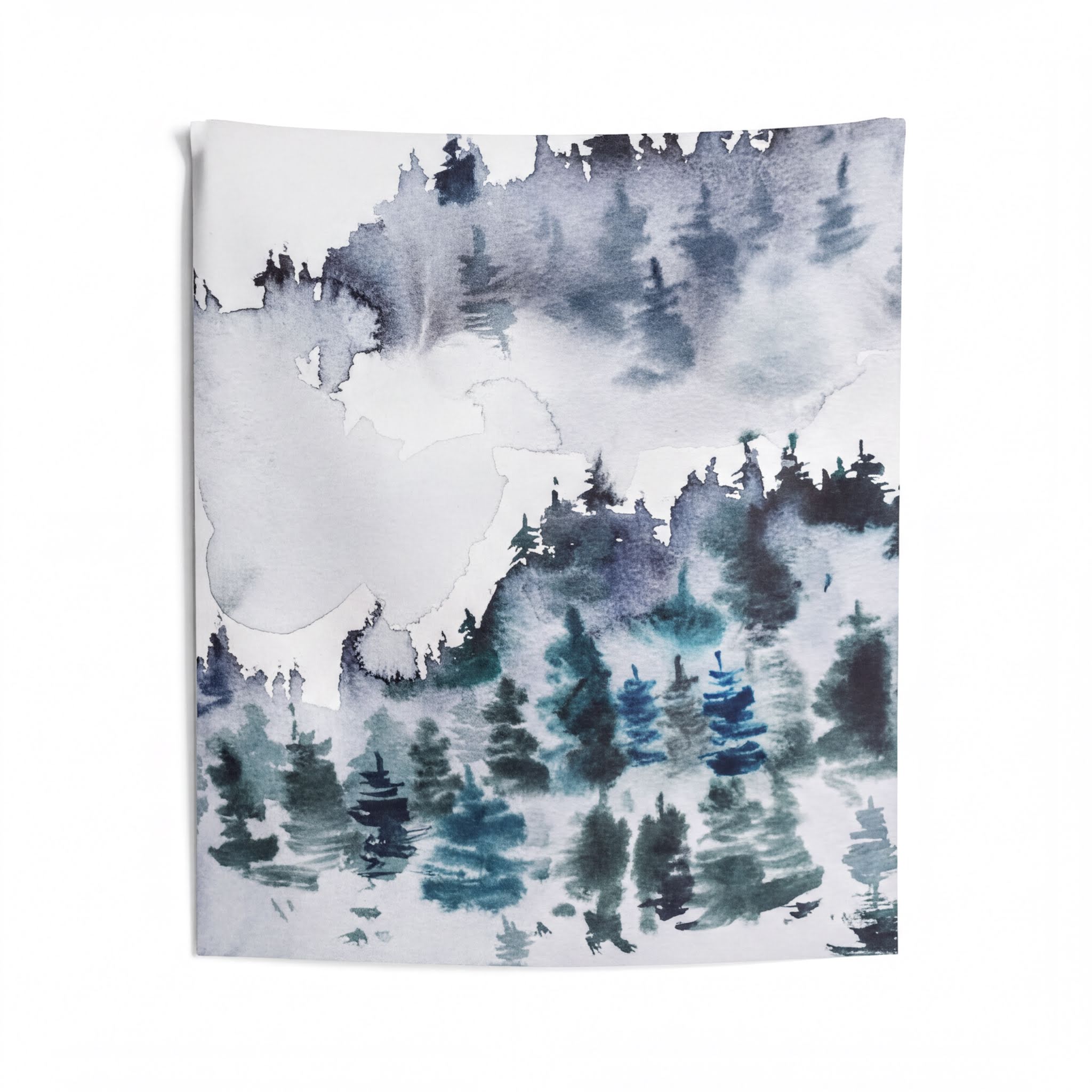 Landscape Tapestry Indigo Blue Grey Woodland Forest close-up detail