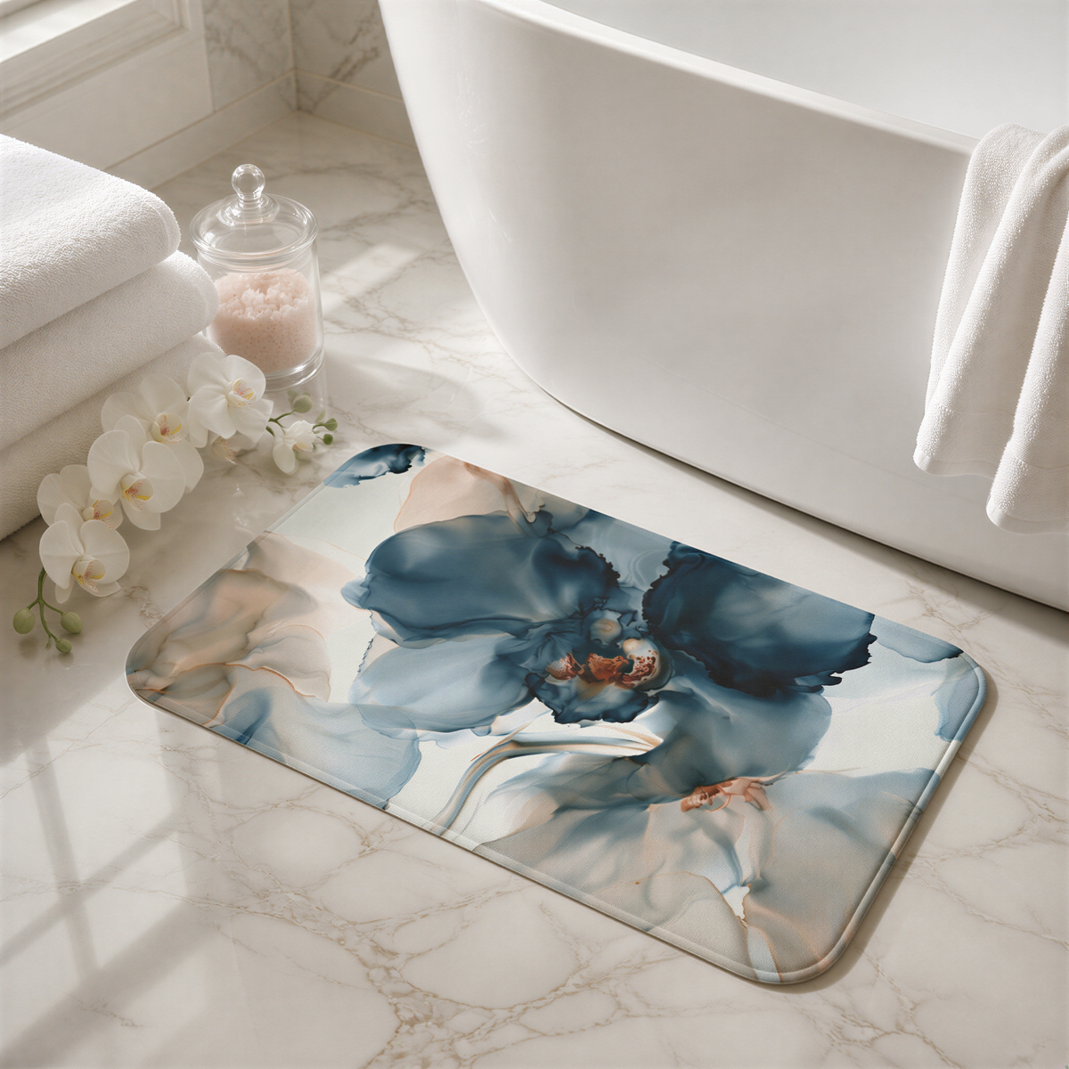 a white bath tub sitting next to a white bath tub