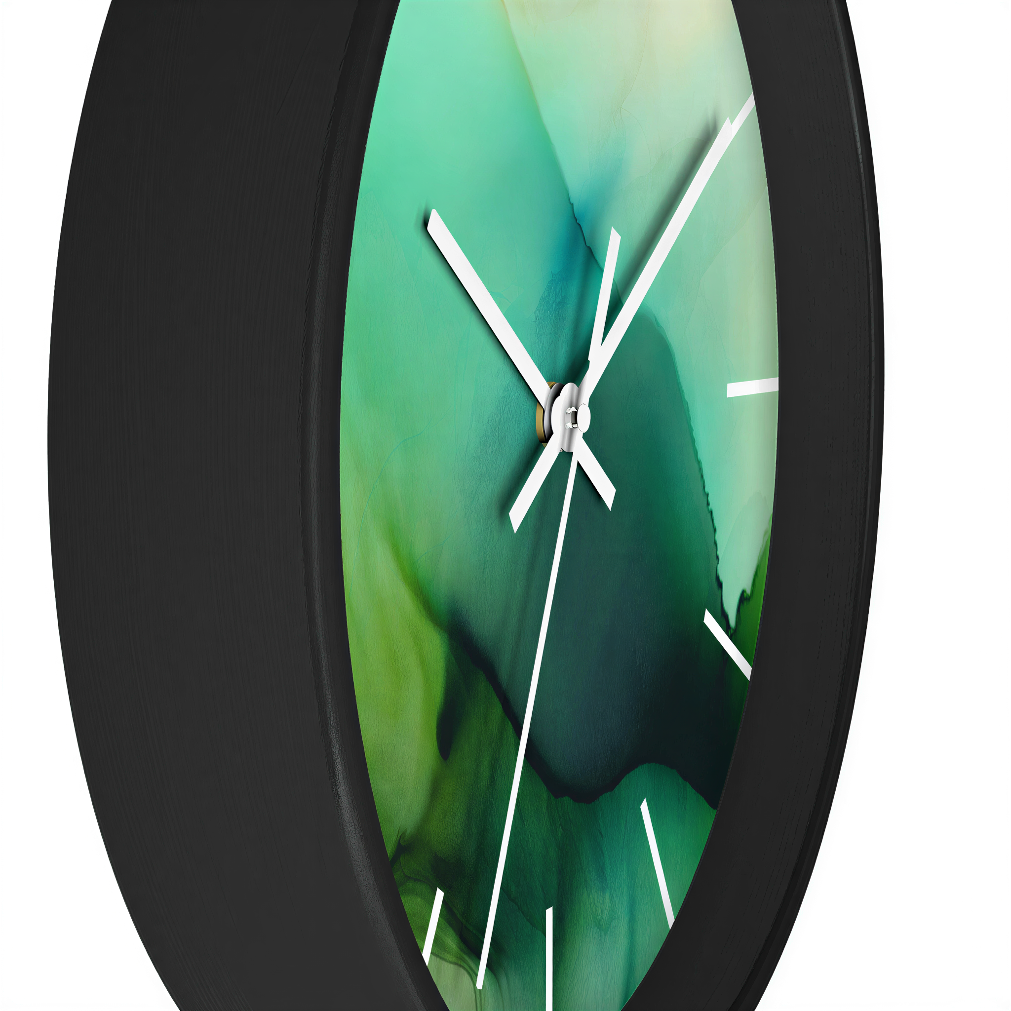 Wood Wall Clock Green Ombre styled in a bedroom