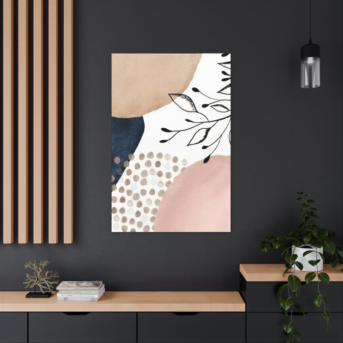 Abstract Wall Canvas Print Hygge Blush Pink close-up detail