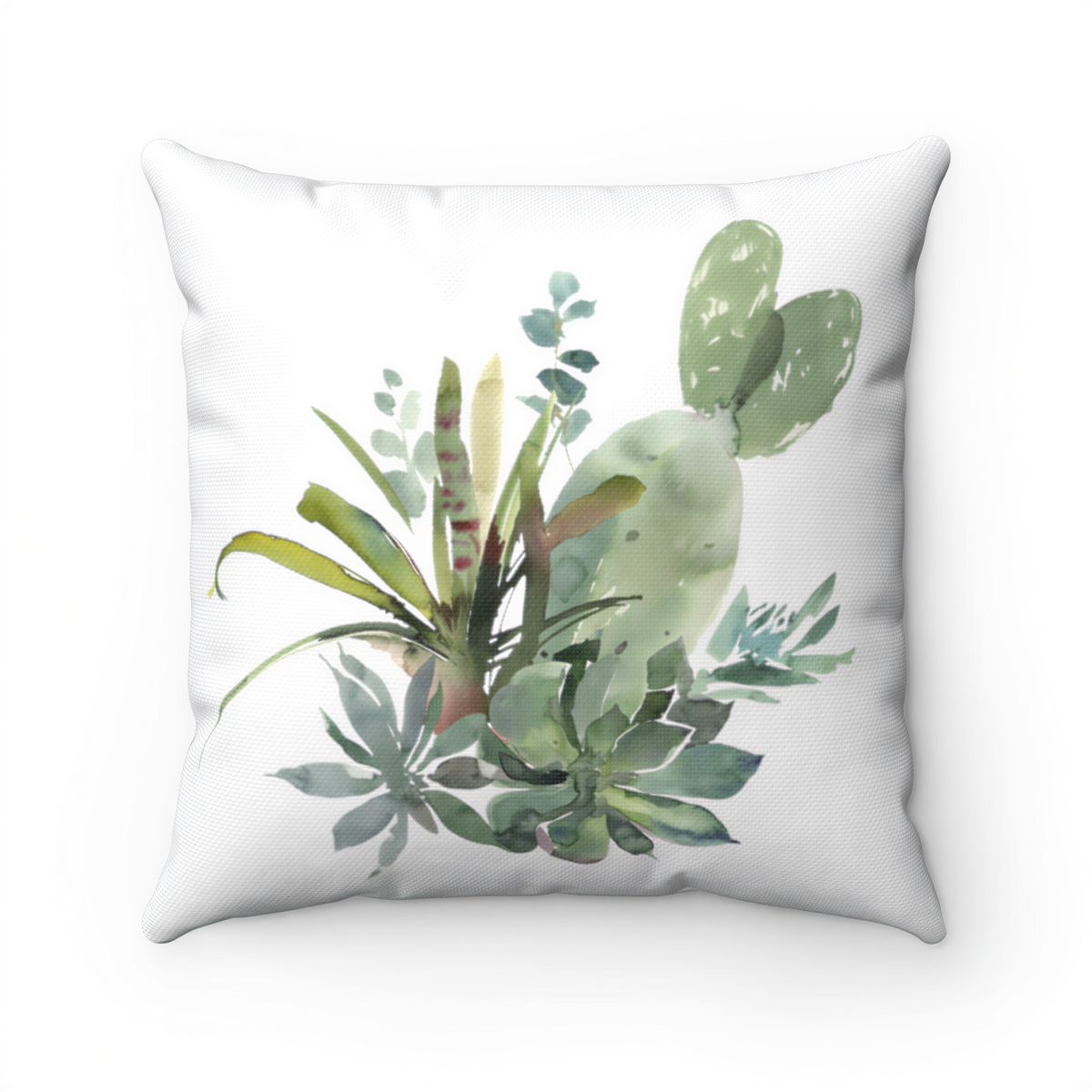 Floral Boho Pillow Cover Cactus Succulent White Sage Green