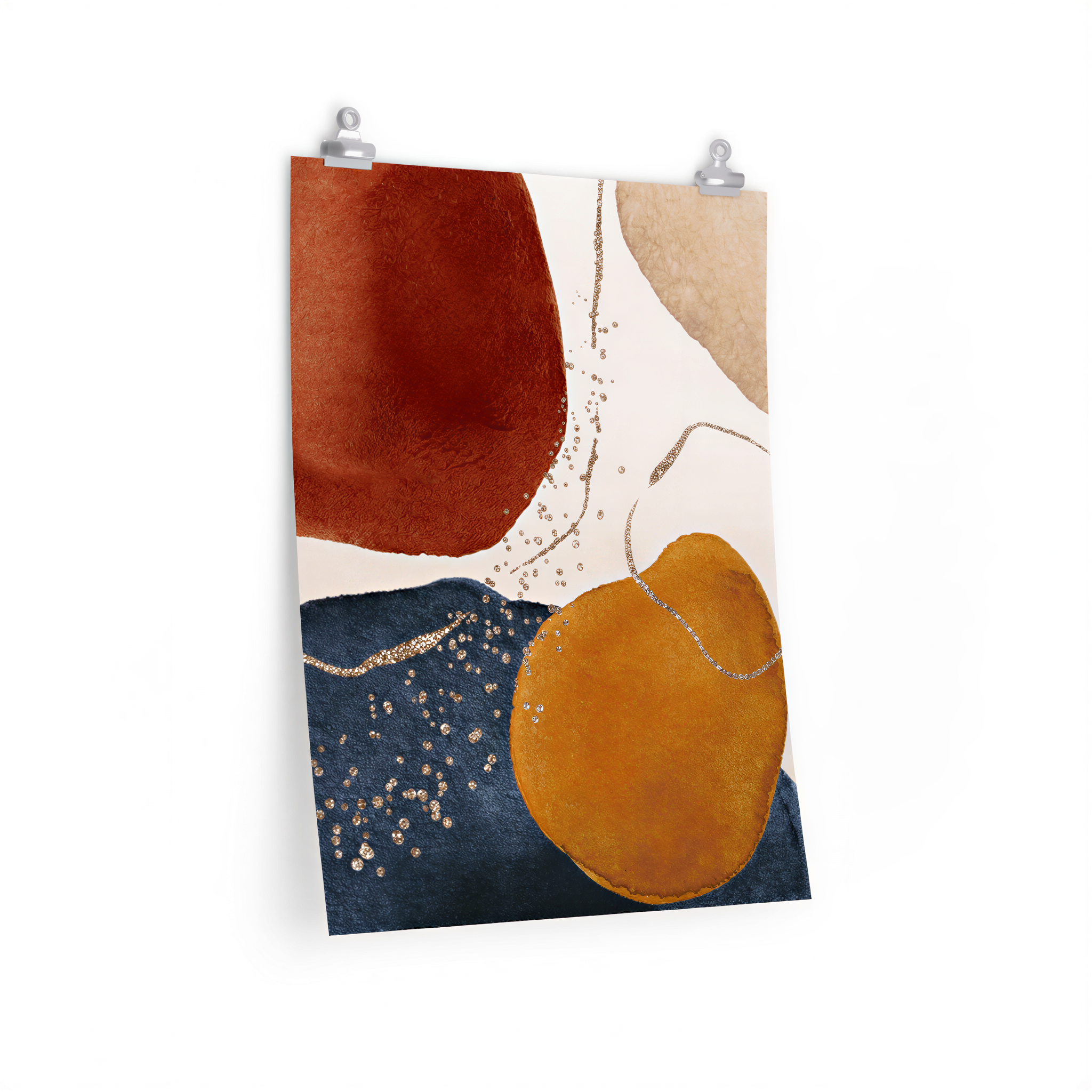 Navy Rust Beige Abstract Art Poster