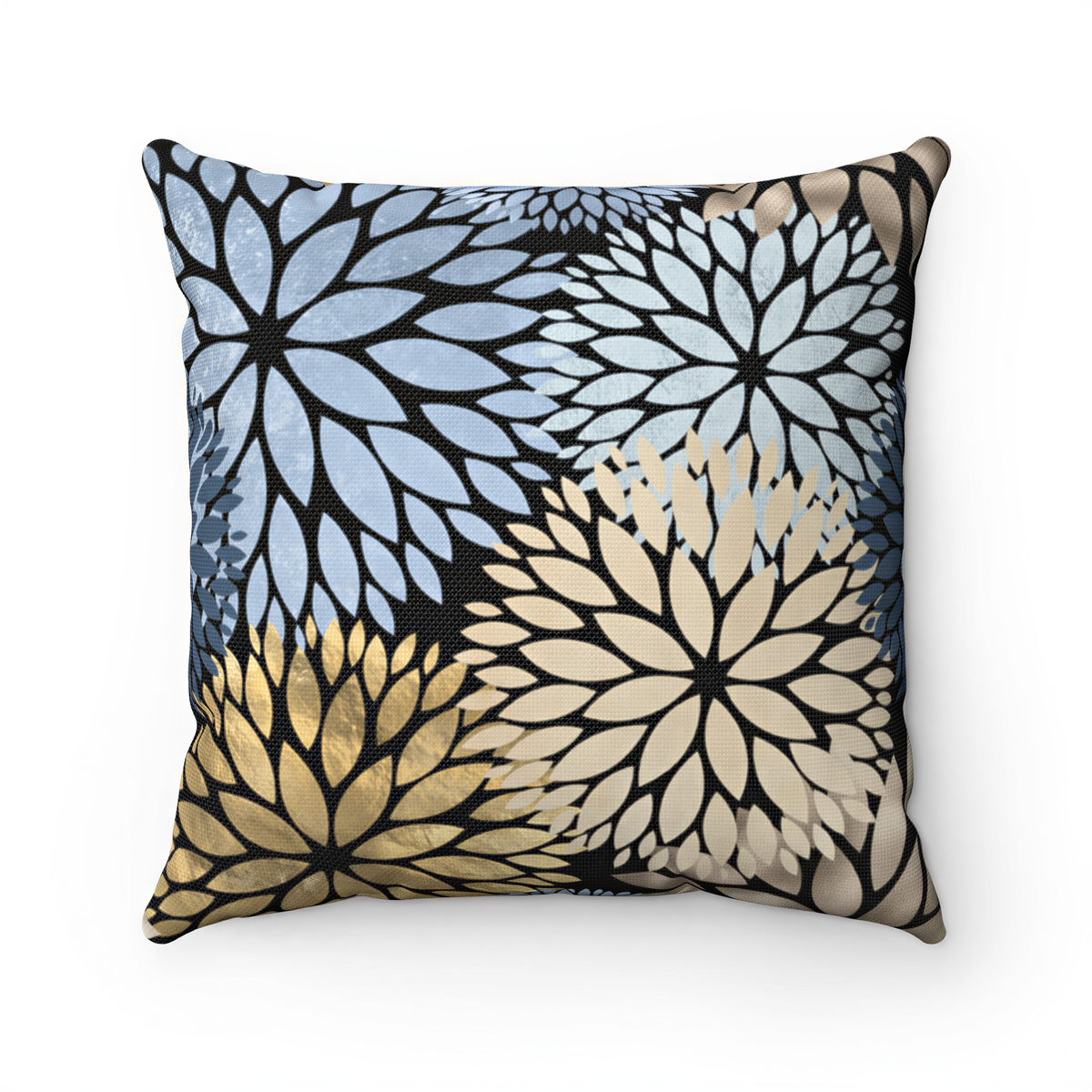 Boho Pillow Cover Blue Yellow Beige Flowers