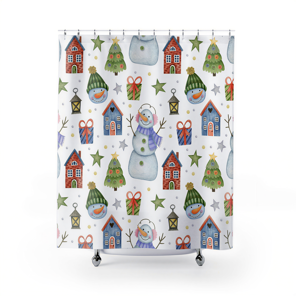 modern boho fabric shower curtain