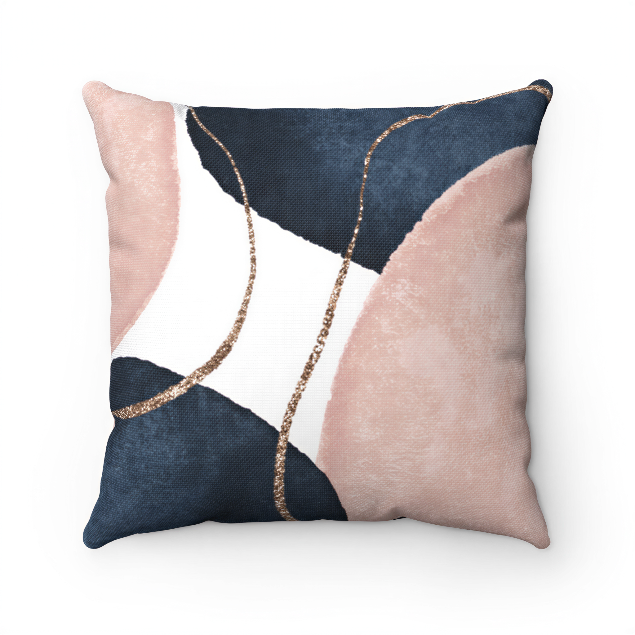 Abstract Boho Pillow Cover Blush Pink Navy Blue styled on a sofa