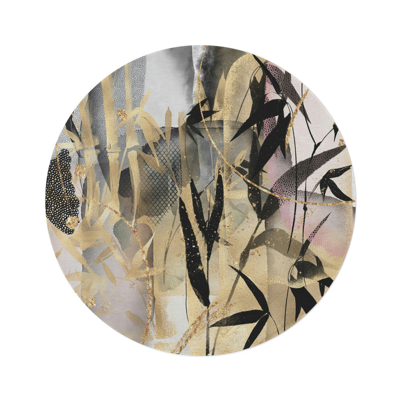 Round Area Rug | Gold Bamboo Floral