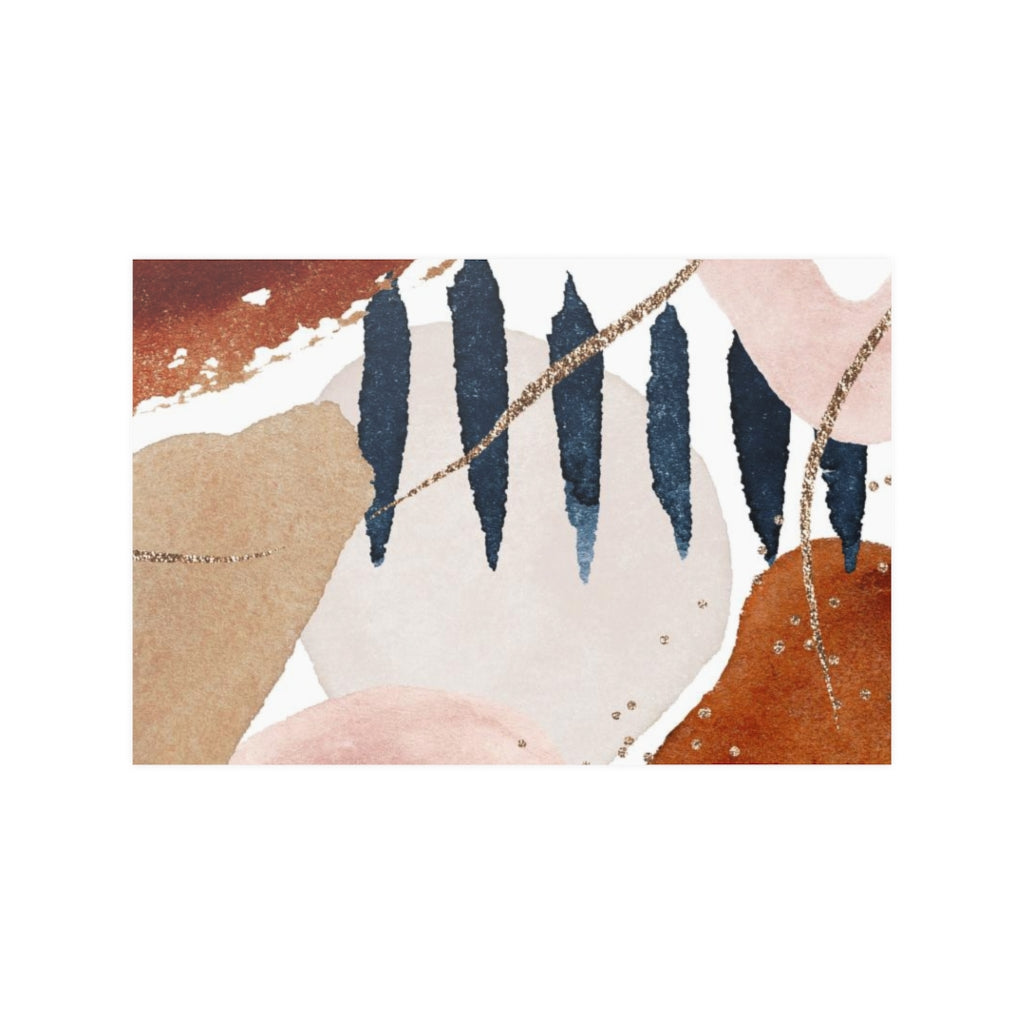 Abstract Boho Art Prints | Blush Pink Burnt Orange Navy Blue