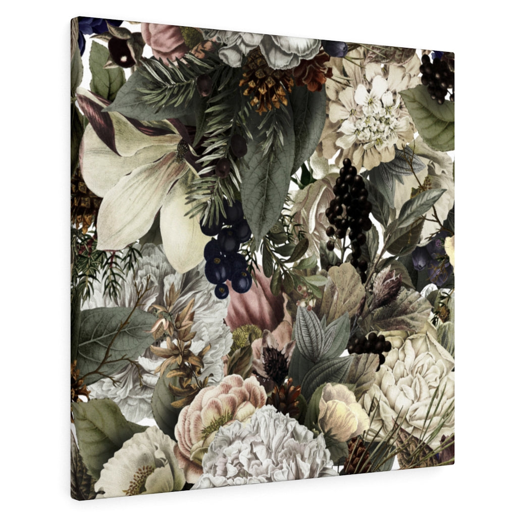 FLORAL CANVAS ART | Black White Green