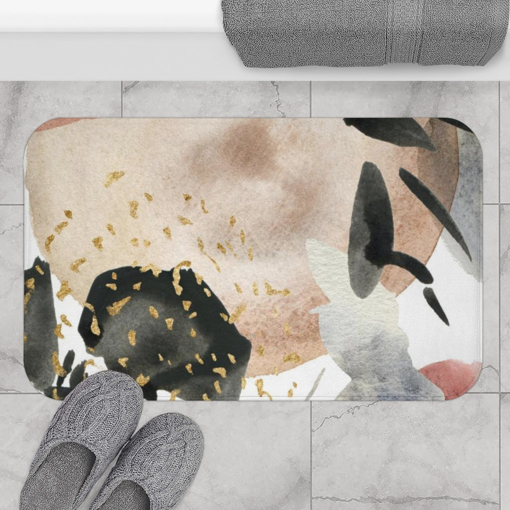 modern floral bath mat