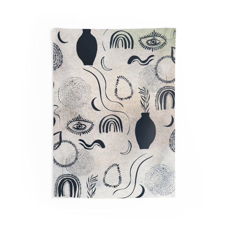 Abstract Tapestry | Bohemian Eyes Green Beige Indigo Blue