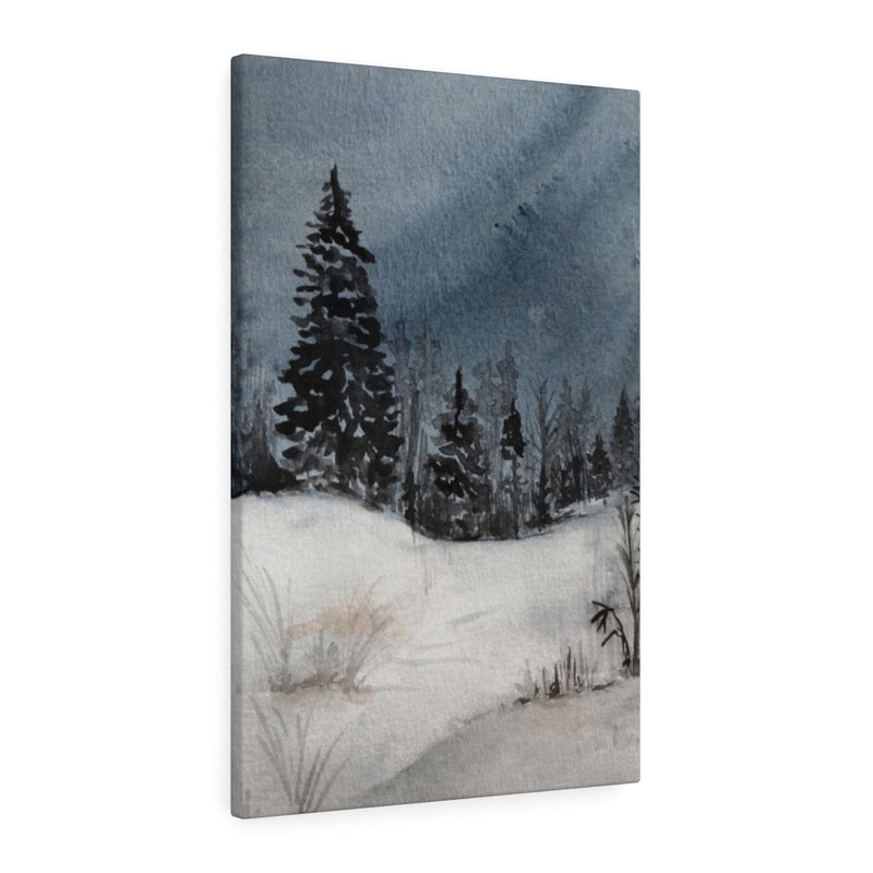 FLORAL WALL CANVAS ART | Navy Blue Winter Night Forest