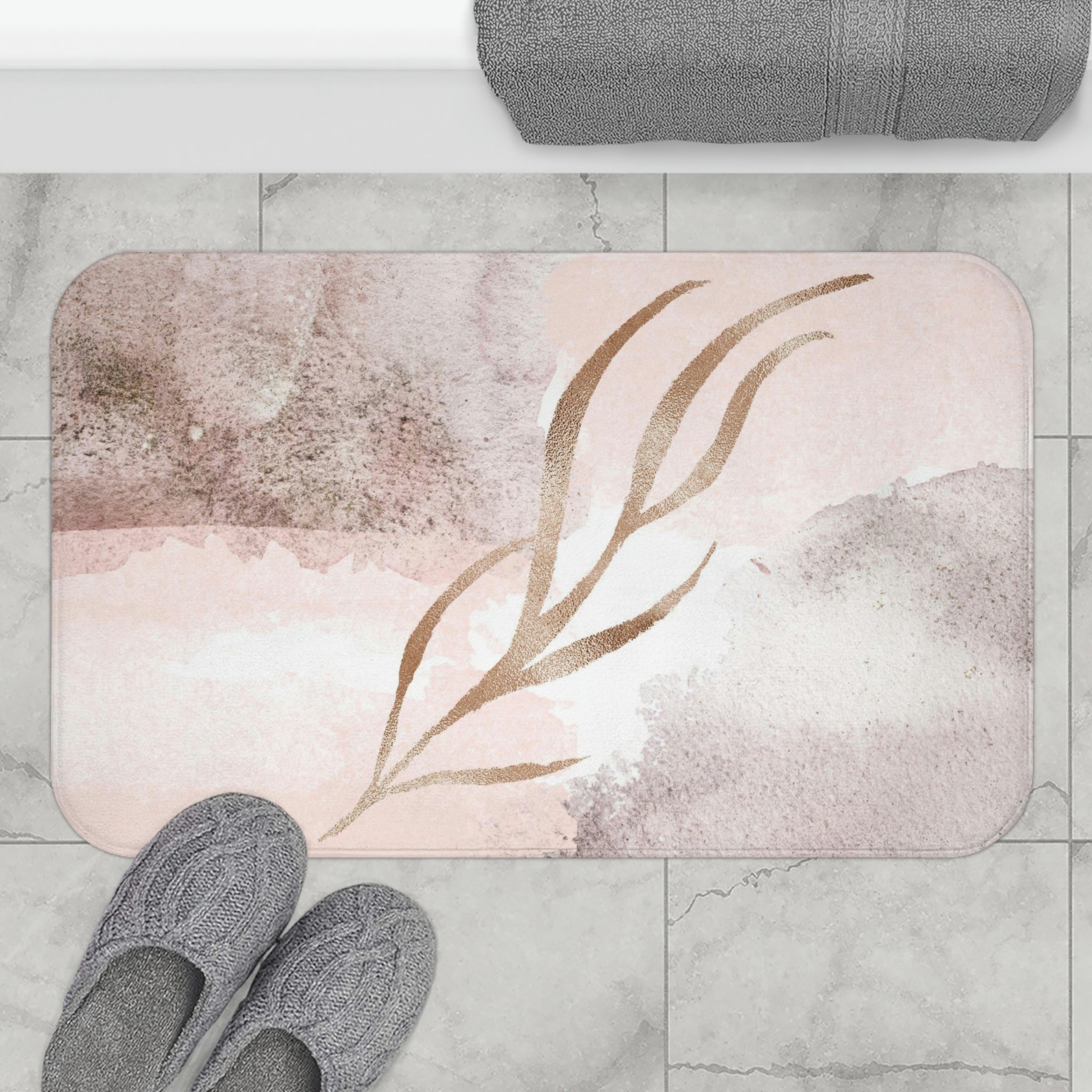 Boho Abstract Bath, Kitchen Mat | Blush Pink