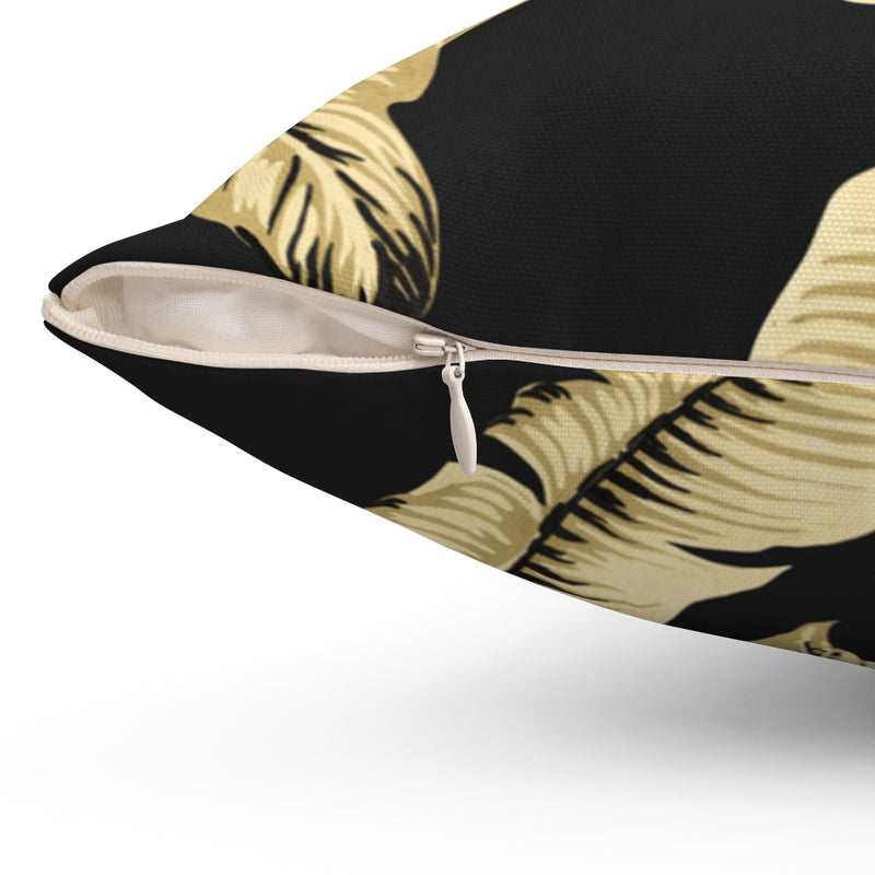 Boho Pillow Cover | Gold Black Leaves