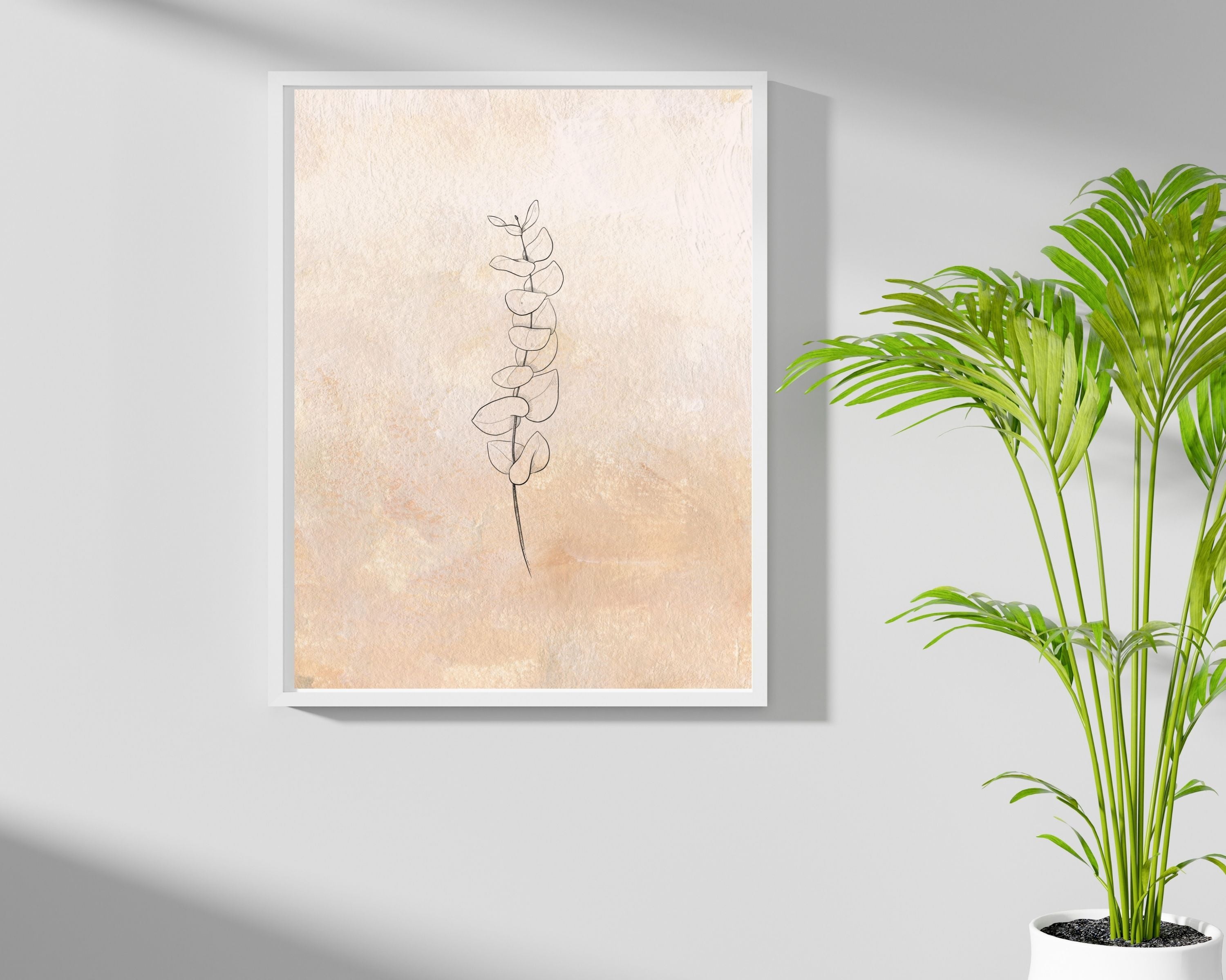 Abstract Terracotta Art Prints | Beige Leaves