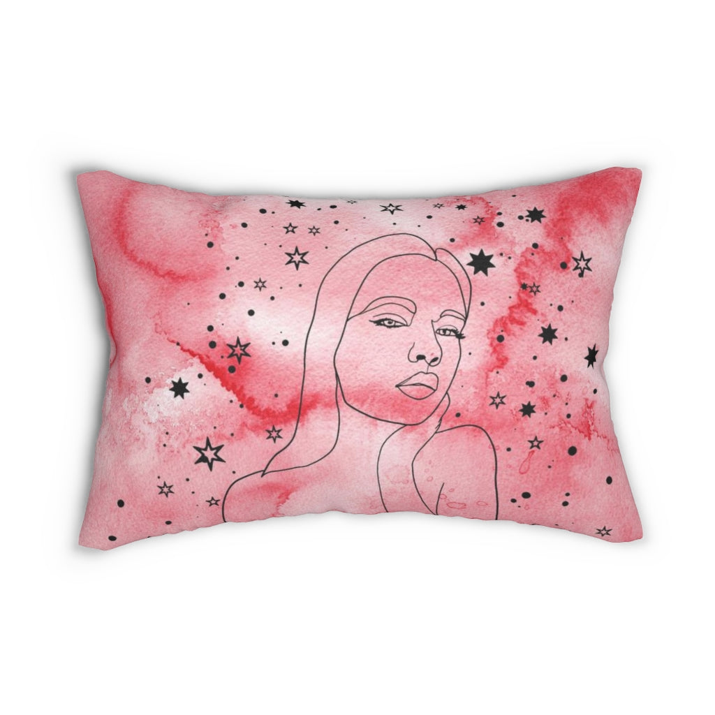 Mystical Boho Lumbar Pillow | Blush Pink | One Line Art