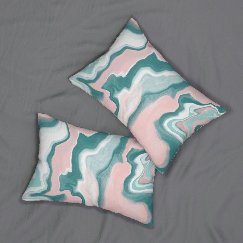 Marble Lumbar Pillow | Blush Pink, Teal