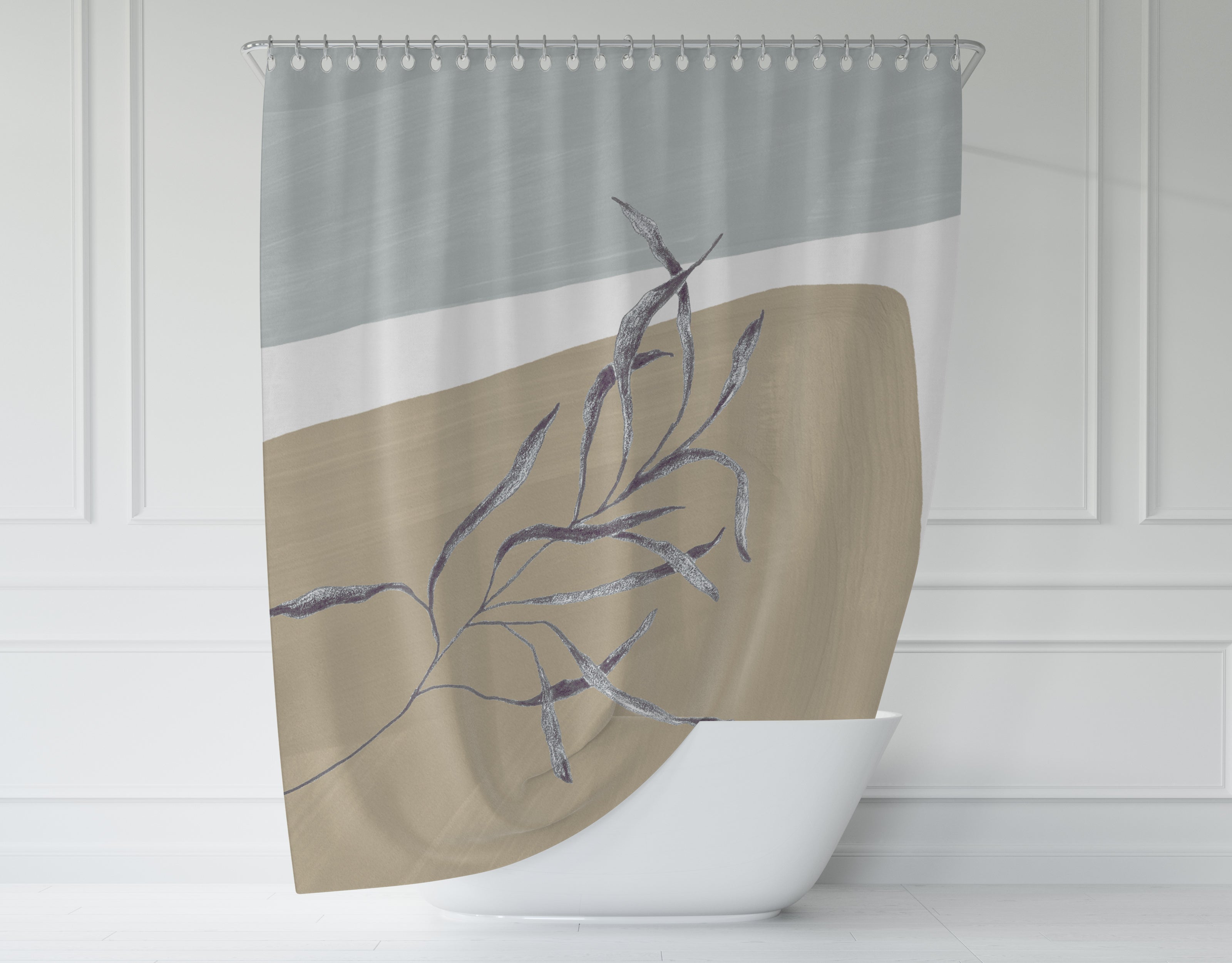 modern boho fabric shower curtain