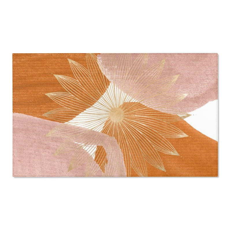 Abstract Area Rug | Burnt Orange Dusty Pink Gold Mandala