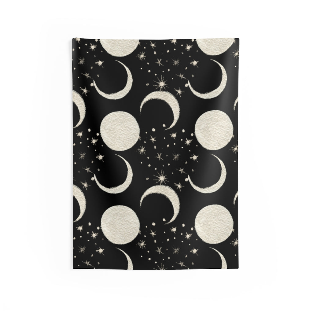 Mystical Tapestry | Beige Black Moon Phases