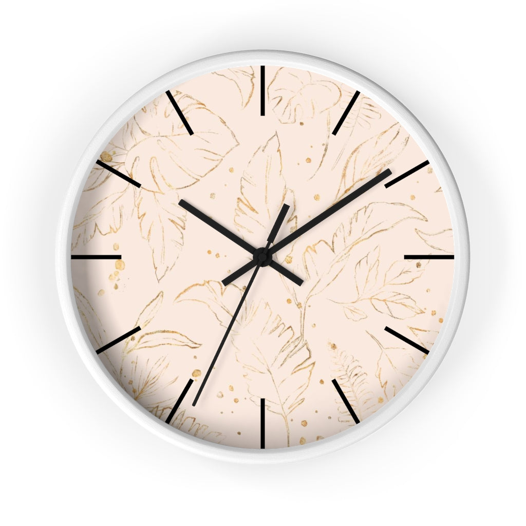 Floral 10" Wood Wall Clock | Blush Pink Gold